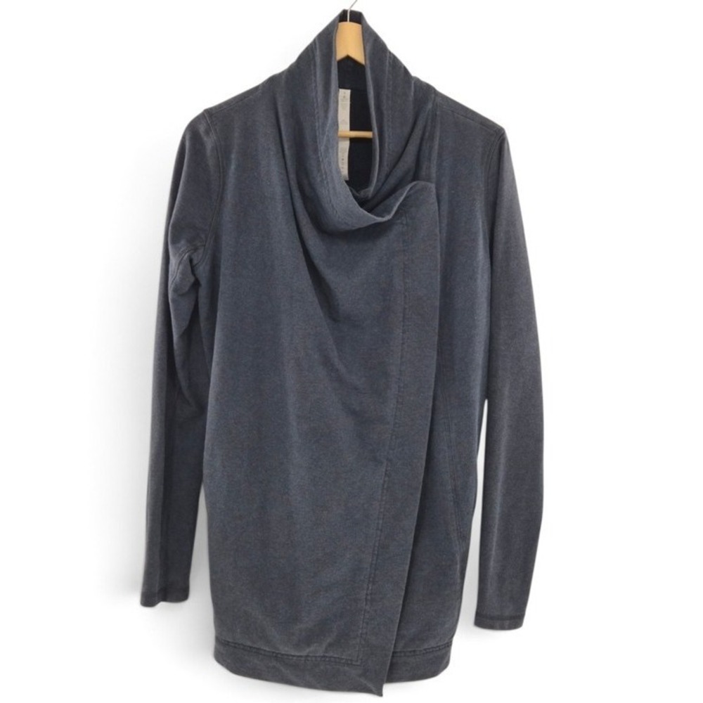 lululemon Resolution Wrap 8 Grey Draped Longline Cardigan  Pockets Yoga Lounge
